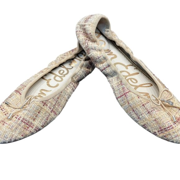 EUC SAM EDELMAN ELASTIC OPENING BALLET STYLE SLIPPERS SHOES LOAFERS TWEED SIZE 7 - Picture 3 of 7